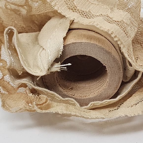 Vintage Christmas Tree Ornament Angel Wooden Lace Holiday Decor Figure - Picture 8 of 8